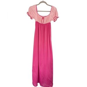 Vintage Vassarette Pink‎ Nightgown Pink Satin 60's USA Fits Like An XS Or XXS